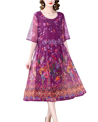 Robe midi en dentelle florale pour femme XXXL sublimer les rondeurs