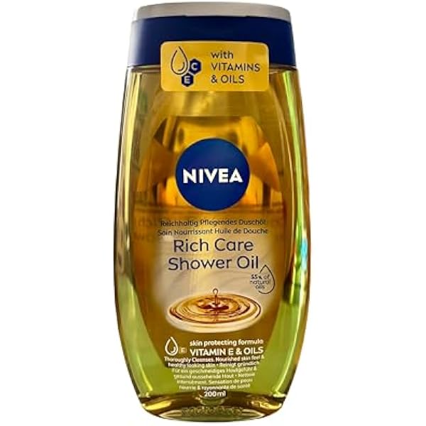Nivea Naturalny olejek pod prysznic, 2 sztuki (2 x 200 ml), łagodne oczyszczanie dla suchej skóry, z naturalnymi olejkami