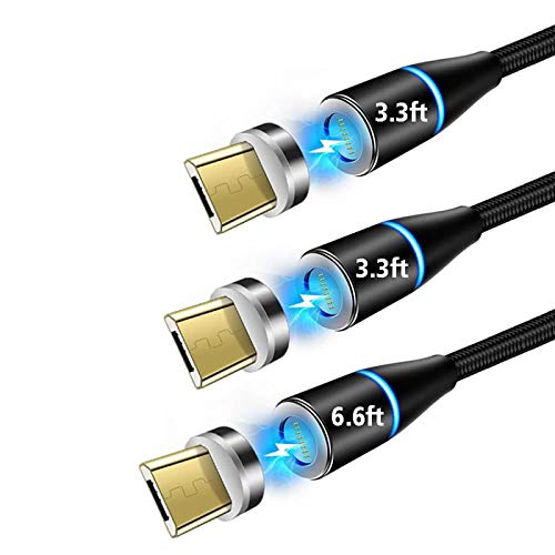 Câble Micro USB de Charge magnétique,3 Pack (1M+1M+2M) Câble USB magnétique 3A Câble de Charge Rapide et de synchronisation des données avec pour Samsung...