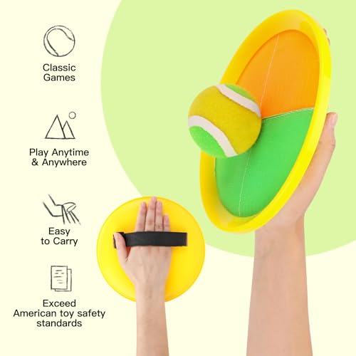Image of EVERICH TOY Toss and Catch Ball Game Set, Upgraded Sticky Paddle Ball Set for Kids & Toddlers, Sturdy & Water-Resistant Outdoor Backyard Beach Pool Toy, Birthday Gift for Boys Girls Ages 3-12