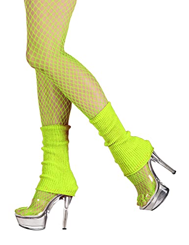 PrettyLoveHose Jambière Guêtres Danse 80s Taille unique (Noir, Blanc, Jaune, Bleu, Rose, Rouge, Vert, Orange) (Jaune Fluo)