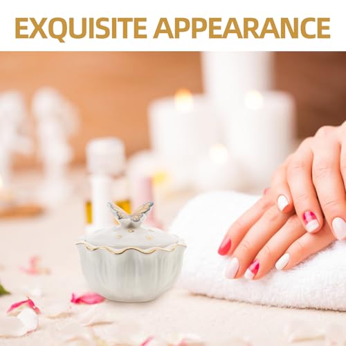 Cuenco de cerámica para manicura con tapa pequeño miniatura 3