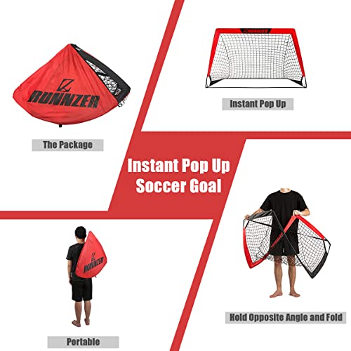 L Runnzer Portable Soccer Goal, Soccer Nets For Backyard Training Goals For Soccer Practice With Carry Case, 4' X 3' #TOP4