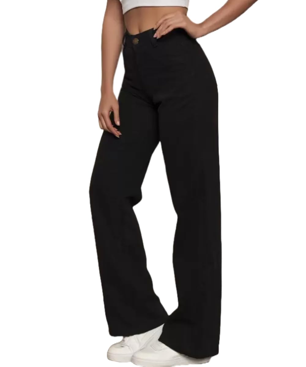 comfits Women's Wide Leg Baggy Jeans, Loose Fit, Black-picture-12