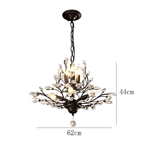Lustres en cristal clair 9 têtes plafonnier design noir moderne - 4