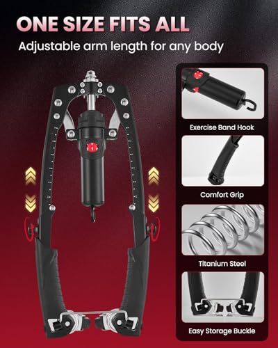 Image of SAKER Twister Arm Trainer, Adjustable Hydraulic Home Gym Equipment for Strength Training, 22-440Lbs Chest Expander with Ab Roller Wheel, Workout Equipment for Men & Women, Arms Chest Core