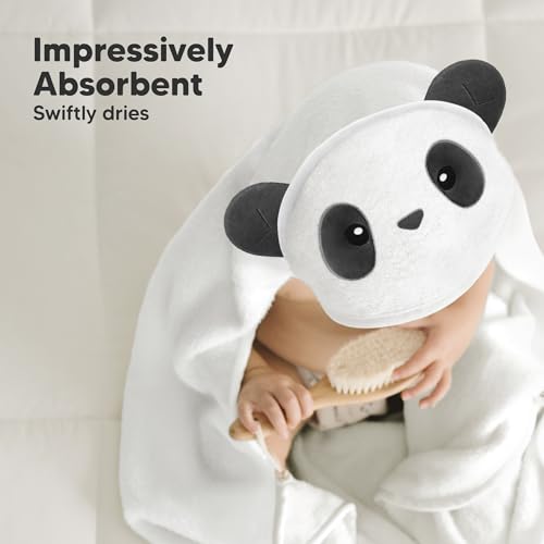 Image of KeaBabies Hooded Baby Towel for Newborn, Baby Bath Towels (Panda, Regular) | Viscose Derived from Bamboo, Large Baby Towels with Hood, Boys, Girls, Toddler, Soft Absorbent Baby Bath Essentials