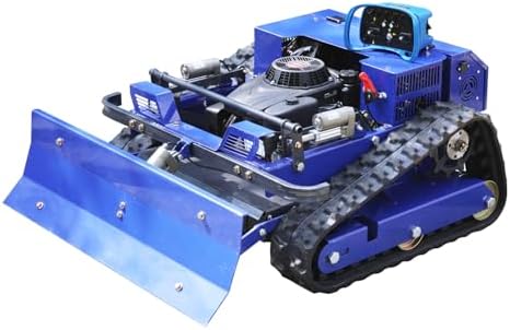 Remote Control Lawn Mower with Snow Plow,4WD Oil-Electric Hybrid Crawler Track Mower,1.1-5.9 Inch Cutting Height Professional Landscape and Estate Mower for 100% Slope(45°) Large Turf Grass Cutting