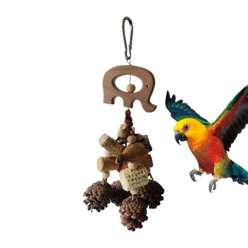 Bird Toy for Parrots, Chewing Toy for Birds, Parrot Toy with Pinecones, Hanging Bird Toys, Bird Chew Toy for Parrots, Wooden Bird Hanging Toy, Small Medium Bird Toy, Parrot Playtime Toy