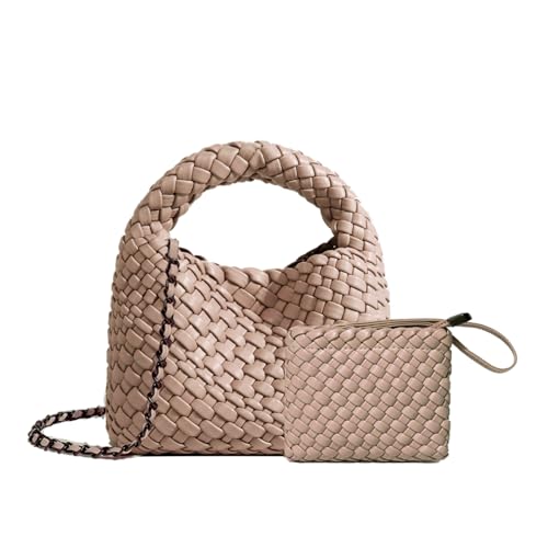 Image of JINMANXUE Fashion Mini Handbag For Women, Woven Tote Bucket Composite Bag Knitting Chain Bags, Crossbody Shoulder Purses