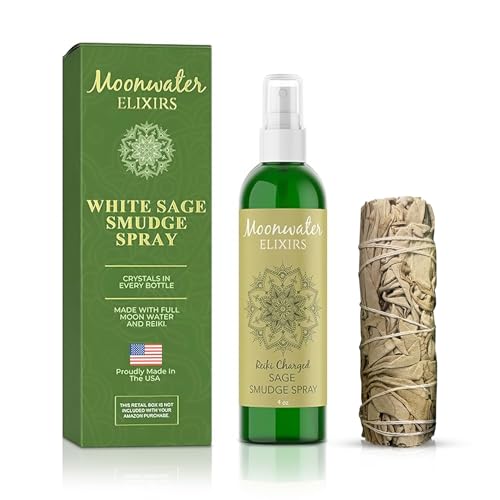 Sage Smudging Kit - Smudge Spray and Organic Sage Stick for Cleansing Negativity, Smokeless Smudging Kit to Support Positive Aura, and Cleansing Negative Energy by Moonwater Elixirs