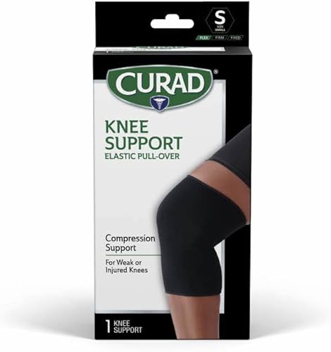CURAD - Rodillera para hombres y mujeres, elástica, sin botones, para correr, dolor de rodilla, deportes de entrenamiento, negro, talla S