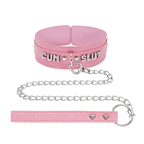 paloli Pink Choker Necklace for Women, Punk Gothic Rock Neck Collar Jewelries With Letter