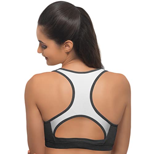 Image of Laavian Women's Cotton & Spandex Padded with Removable Pads Non-Wired Racerback Bra