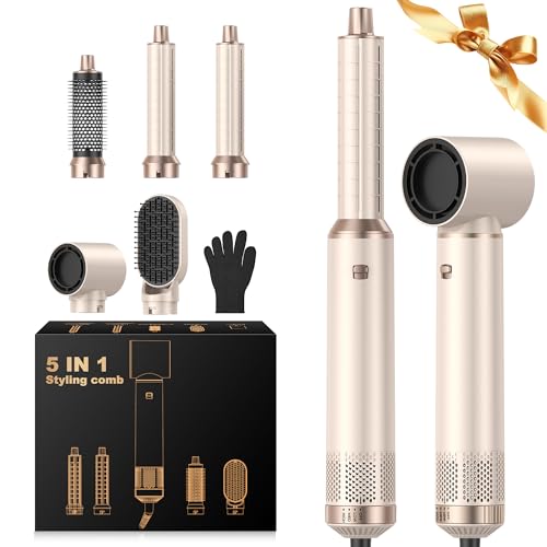 Airstyler 5 in 1 OKWRAP Asciugacapelli 5 in 1,Hairstyler 5 in 1 Multifunzione Phon Capelli,Spazzola Asciugacapelli Per Dare Volume Ai Capelli, Lisciare, Arricciare, Ioni Air Curler Brush,per Capelli