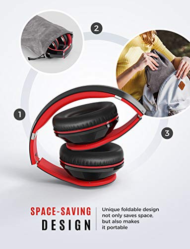 Mpow 059 Bluetooth Headphones Over Ear, Hifi Stereo Wireless Headset, Built-in Microphone, Soft Memory-Protein Earmuffs, Foldable, with Wired Mode, for Online Class, Home Office, PC, Cell Phones, TV - Thumbnail 4