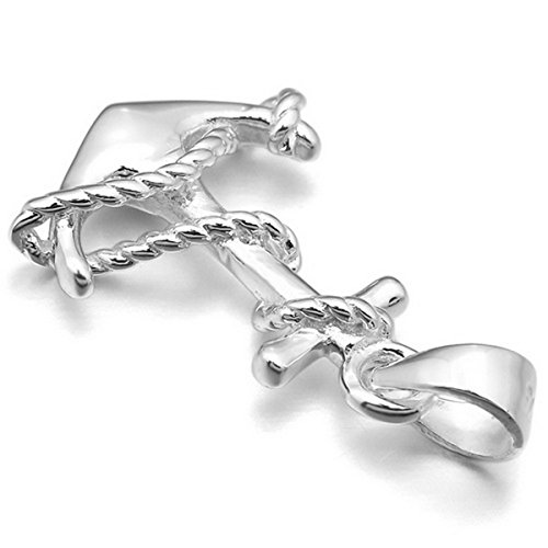 MunkiMix 925 Sterling Silber Anhänger Halskette Anker Segeln Nautisch Elegant Polished Damen mit 46cm Sterling Silber Kette - 3