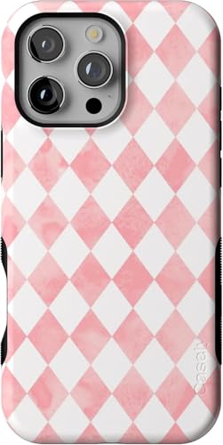Casely iPhone 16 Pro Case | Queen of Diamonds | Pink Watercolor | Bold Protective Design | Compatible with MagSafe