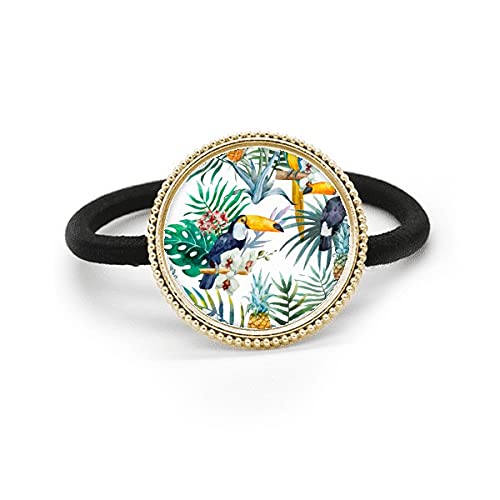 Élastique à cheveux en métal motif toucan argenté et sa bande noire