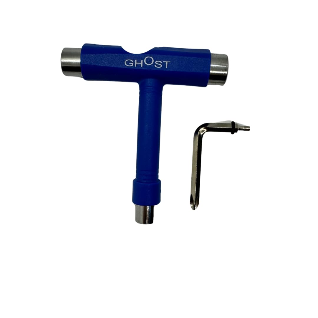 Skate Tool All-in-One, accesorio portátil multifunción para monopatín, con llave Allen tipo T y destornillador de cabeza Phillips tipo L (azul)