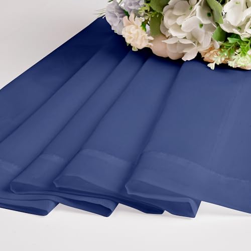 Image of Chyhomenyc Sheer Valances for Windows 2 Pack, Small Window Curtains for Living Room Bathroom Laundry Basement, Modern Top Dual Rod Pocket Voile Curtain, 42W x 14L inches, 2PCS, Royal Blue