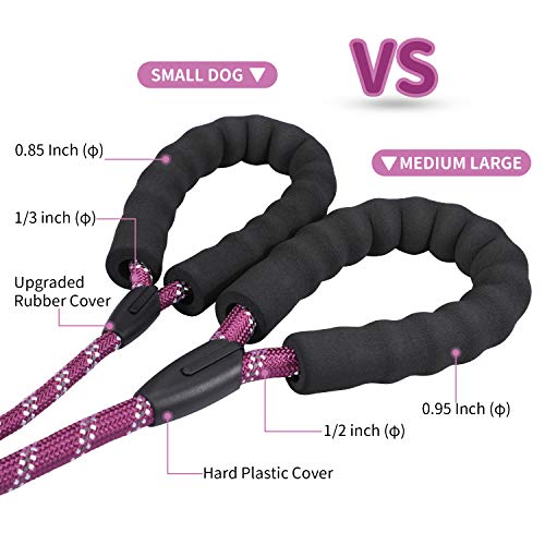 Hikiss 5 Ft Strong Dog Leash, Rope Leash With Comfortable Padded Handle And Highly Reflective Threads Durable Dog Leashes For Puppies And Small Dogs-Purple(0-18 Lbs) #TOP6