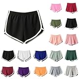 YEBIRAL Shorts für Damen Teenager Mädchen Sommer Kurz Hose Sporthose Frauen Elastische Taille Stoffhose Schlafhose Sport Jogging Yoga Shorts Hose mit Farbig Rändern