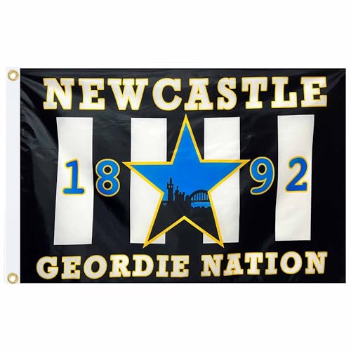GIFTS 4 ALL Giant Newcastle Fans Flag 5ft x 3ft Newcastle Flag Banner With 2 Eyelets Geordies Football Souvenir Flags