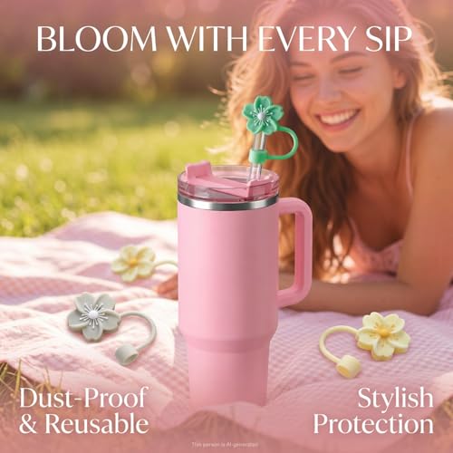 Image of BTYHAOS Straw Covers, Dust Proof Straw Toppers Fit Stanley 30 40oz Tumbler | Reusable Food-Grade Silicone Straw Covers Cap for Most 10mm Reusable Straw