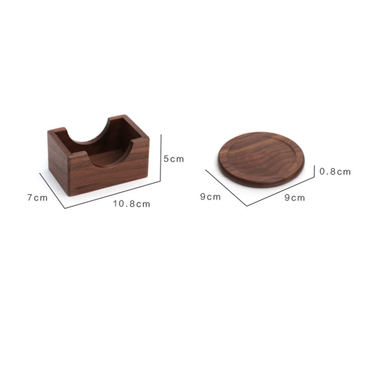 Posavasos de Madera de Nogal Negro, 6 Piezas Redondos para Mesa y Hogar | Acabado Marrón, Protección de Mesa, Fácil de Limpiar, Uso en Casa y Casa de Té, Estilo Simple Hecho a Mano