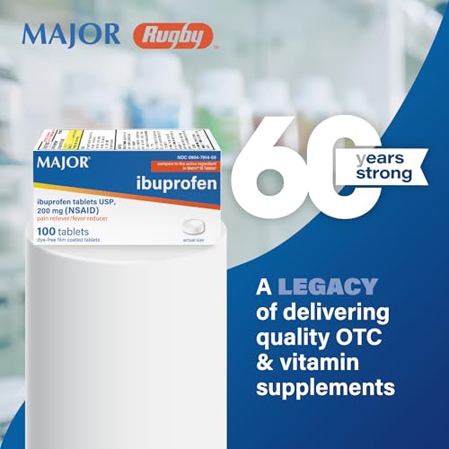 Image of MAJOR Dye-Free Ibuprofen Tablets 200 mg - Helps Temporarily Reduce Fevers - Offers Pain Relief - 100 Tablets (1-Pack)