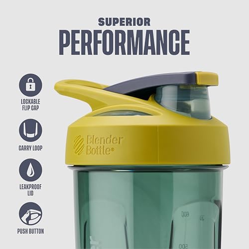 BlenderBottle Strada Shaker Cup, Wire Mixball For Protein Shakes and Pre Workout, 710ml, Yellow - Image 3