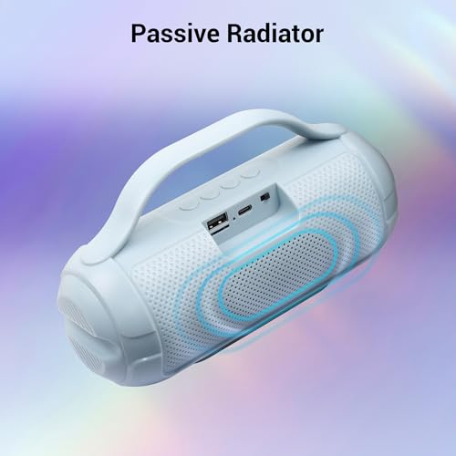 Image of ZEBRONICS Sound Feast 40 Portable Bluetooth Speaker, 8 Watts, Dual 5.2cm Drivers, Passive Radiator, Upto 10 Hours Playback, BTv5.3 | USB | mSD |TWS, Call Function, Deep Bass (Sky Blue)
