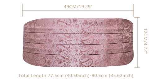 Image of YOHOWA Men Cummerbund Bow Tie Set Silk Paisley Formal Pre-Tied Bowtie Pocket Square Cufflinks Wedding Party Prom