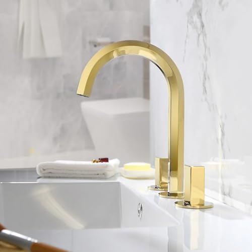 Grifo de lavabo bimando con latón moleteado para baños modernos 5