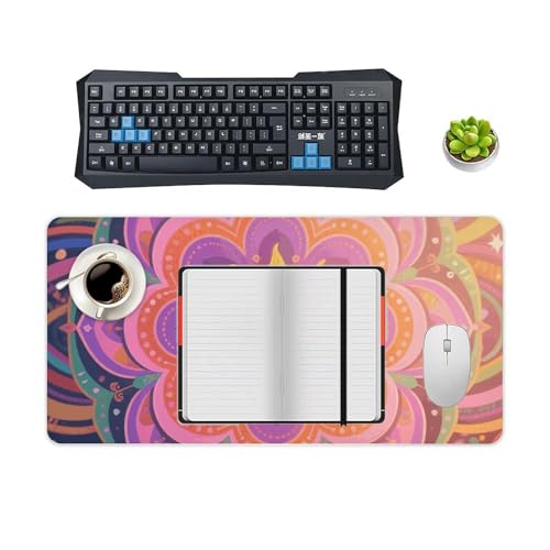 Desk Pad Protector 24x12 Inch Extended Bohemian Mandala miniatura 4