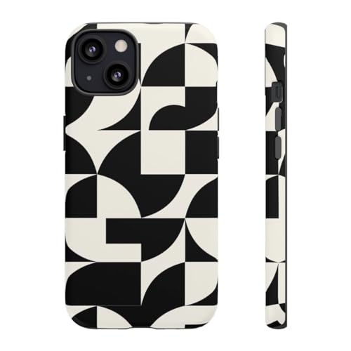 Coque iPhone 13 motif abstrait noir et blanc rigide et mate