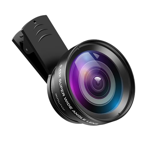 AMIR Phone Camera Lens, 0.45X Super Wide Angle Lens for iPhone Lens Kit, 15X Macro Clip-On 2 in 1 Professional Lens Kit for iPhone, Samsung, Google and Most of Android