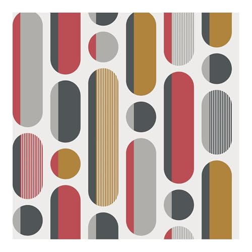 Envy Morse Saffron/Cherry Wallpaper | Paste The Wall Application | Multicoloured Geometric | Eco-Friendly