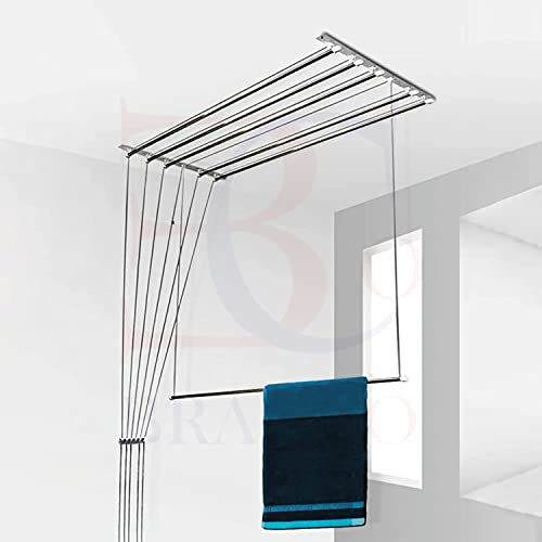 Image of CIPLA PLAST Heavy Duty Rust Proof UV Protected Nylon Ropes | Ceiling Pulley Operated Individual Drop Down Drying Rack | Ceiling Clothes Hanger /Stand for Balcony /Bathroom