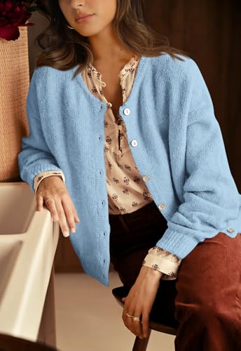 Image of PRETTYGARDEN Long Sleeve Crewneck Button Down Womens Sweaters Fall Open Front Chunky Cardigan Sweaters for Women 2026