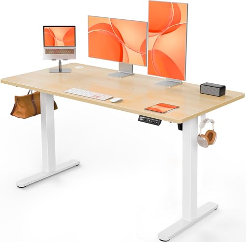 ErGear Bureau Assis Debout Electrique, Bureau Réglable en Hauteur Electrique 140 x 70 cm, Bureau...
