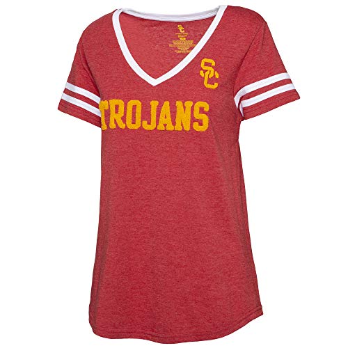 University of Southern California Authentic Apparel University of Texas Authentic Apparel NCAA USC Trojans Womens Rosie Tee, Heather White/Cardinal, LargeÂ , SC201520004