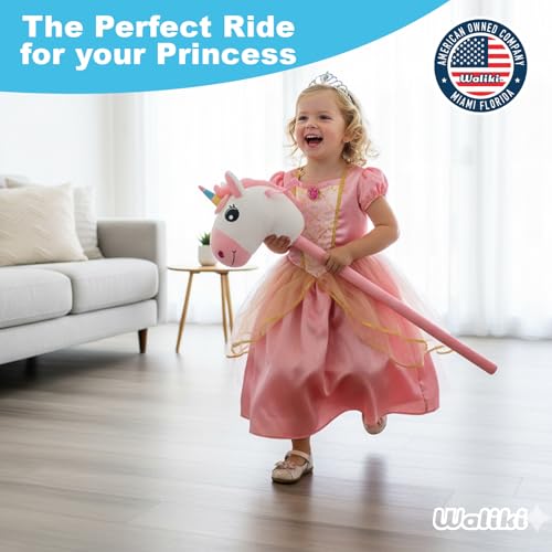 WALIKI Unicorn Stick Horse Toy for 2, 3, 4, 5, 6 & 7 Year Old Girls | Cute Birthday Gift for Little Girls | Pretend Play Pony for Toddlers & Preschoolers - Image 3