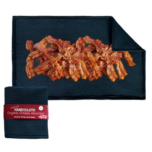 MEGA Grease Absorber - Reusable Bacon Grease Towel - American Made - Organic Cotton Super Absorbent - Paper Towel Alternative - Gift for Cook - Extra Large