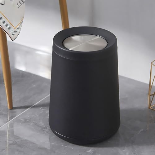 Image of 10 L /2.6 Gallon,Matte Black Bathroom Trash Can,Metal Garbage Can with Flipping Lid,for Bathroom, Living Room,Bedroom,Hotel,Office, Laundry Room (Black)