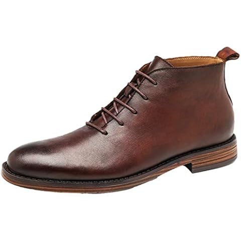 rismart Dress Stylish Boots for Men Leather Ankle High Winter Shoes Brown,10 Cover