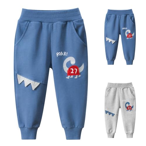 Sweatpants for Toddler Boys Dinosaur Print Athletic Trousers Wide Leg Casual Pants with Pocket with Pocket2