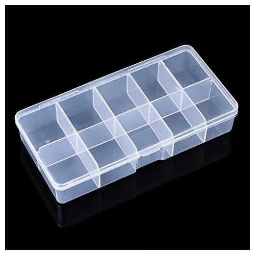 ranrose Empty Nail Tip Box Plastic Nail Storage Organizer Box False Nail Tips Case with 10 Grid Boxes Nail Containers for Nail Tech Ballerina Nails