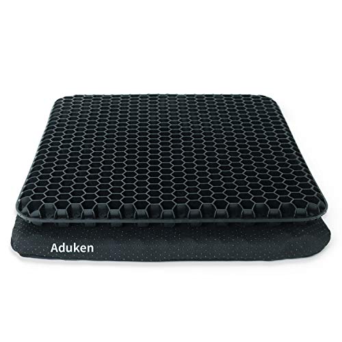 Aduken Gel Egg Seat Cushion-Honeycomb Design Chair Pad with Non-Slip Cover-Tailbone, Sciatica, Back Pain Relief-Keep Comfortable Sitting for Long Time for Car, Wheelchair, Computer and Desk Chair